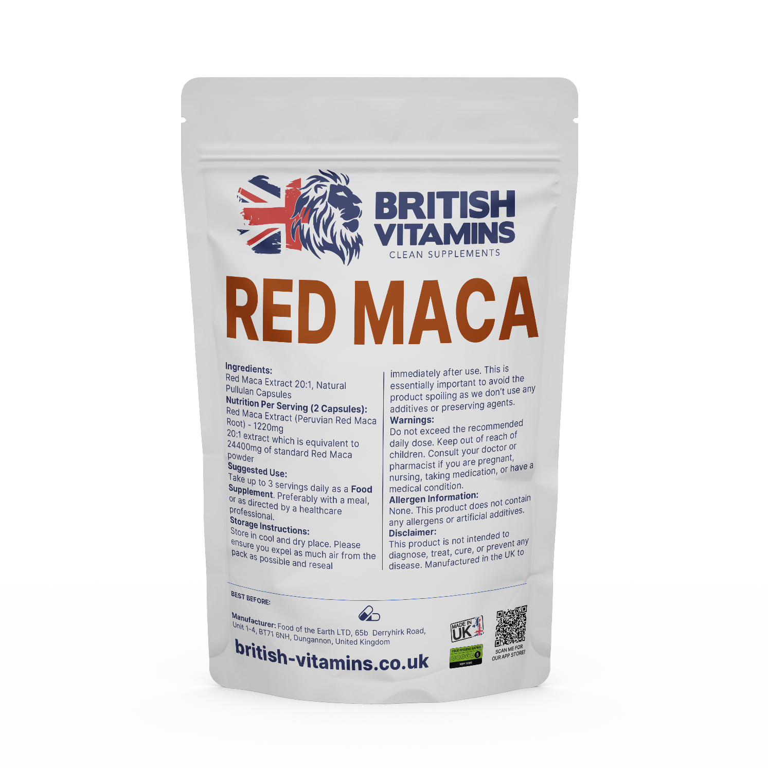 Red Maca Potent Extract equivalent to 6,100mg Health & Beauty:Vitamins & Lifestyle Supplements:Vitamins & Minerals British Vitamins 5 Capsules ( Sample )