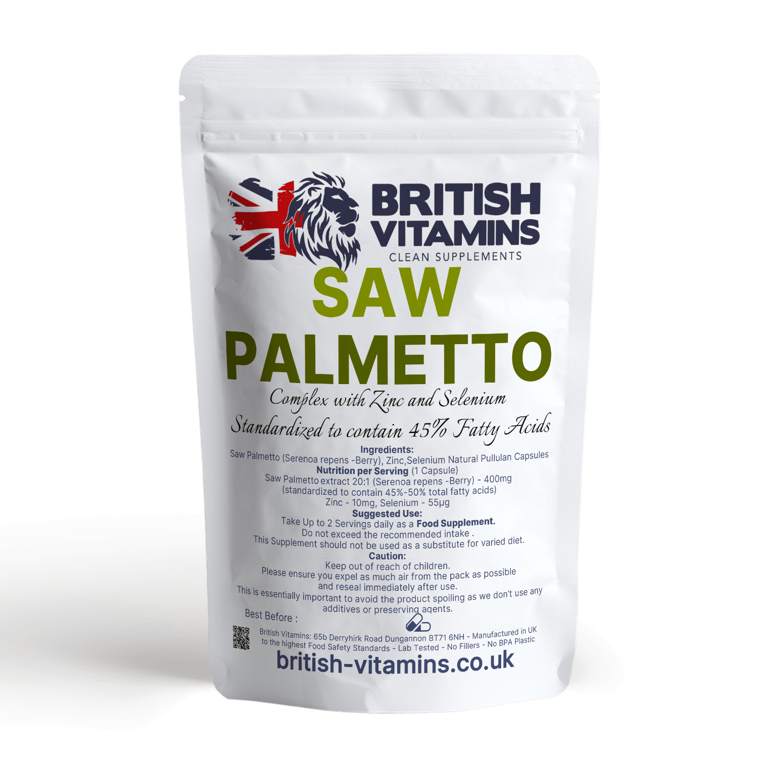 Saw Palmetto Extract 20:1 400mg = 8000mg with Zinc and Selenium Health & Beauty:Vitamins & Lifestyle Supplements:Vitamins & Minerals British Vitamins   