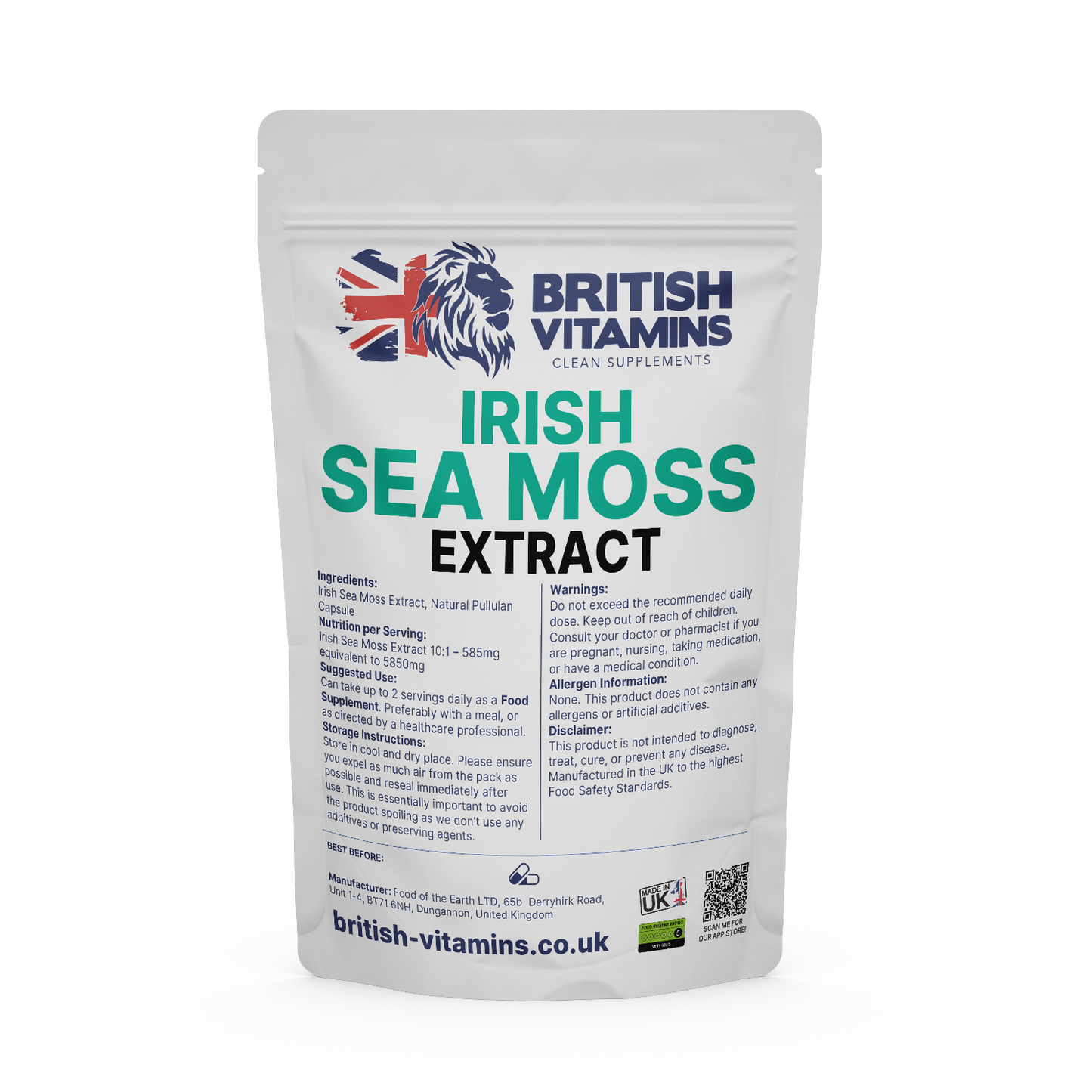 Irish Sea Moss Extract 10:1 585mg = 5850mg Health & Beauty:Vitamins & Lifestyle Supplements:Vitamins & Minerals British Vitamins 5 Capsules ( Sample )