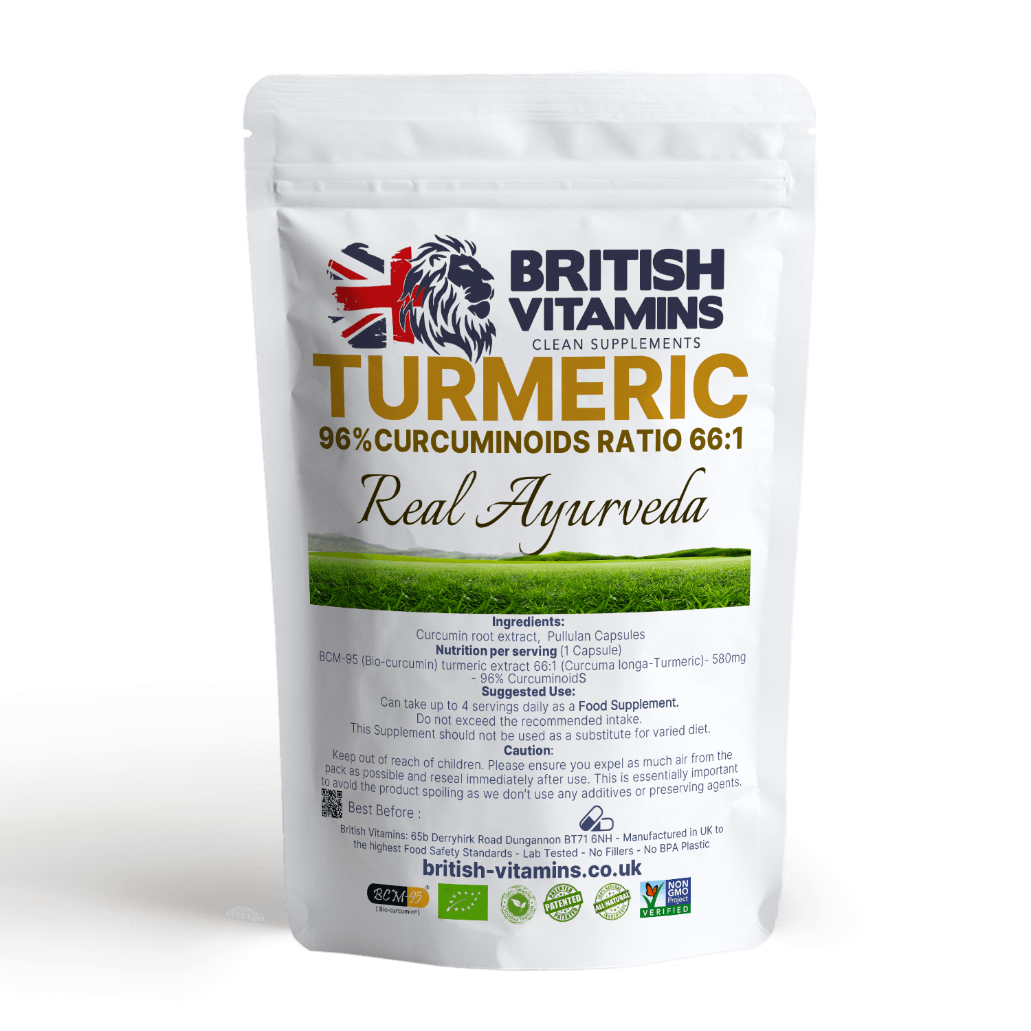 Turmeric Curcumin 580mg 66/1 extract 96% Curcuminoids Health & Beauty:Vitamins & Lifestyle Supplements:Vitamins & Minerals British Vitamins   