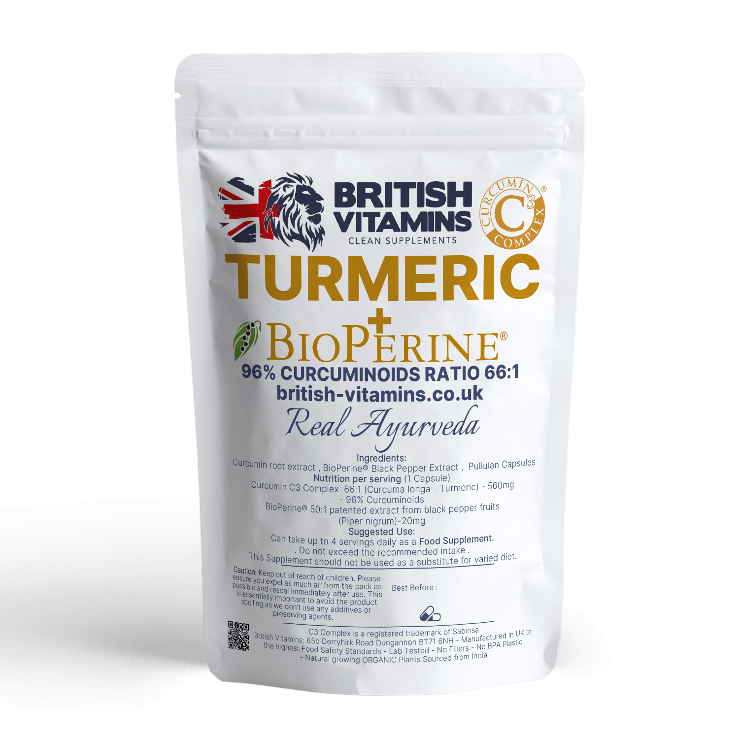 Turmeric Curcumin C3 Complex 580mg 96% Curcuminoids 66:1 + Bioperine ORAGANIC Health & Beauty:Vitamins & Lifestyle Supplements:Vitamins & Minerals British Vitamins   