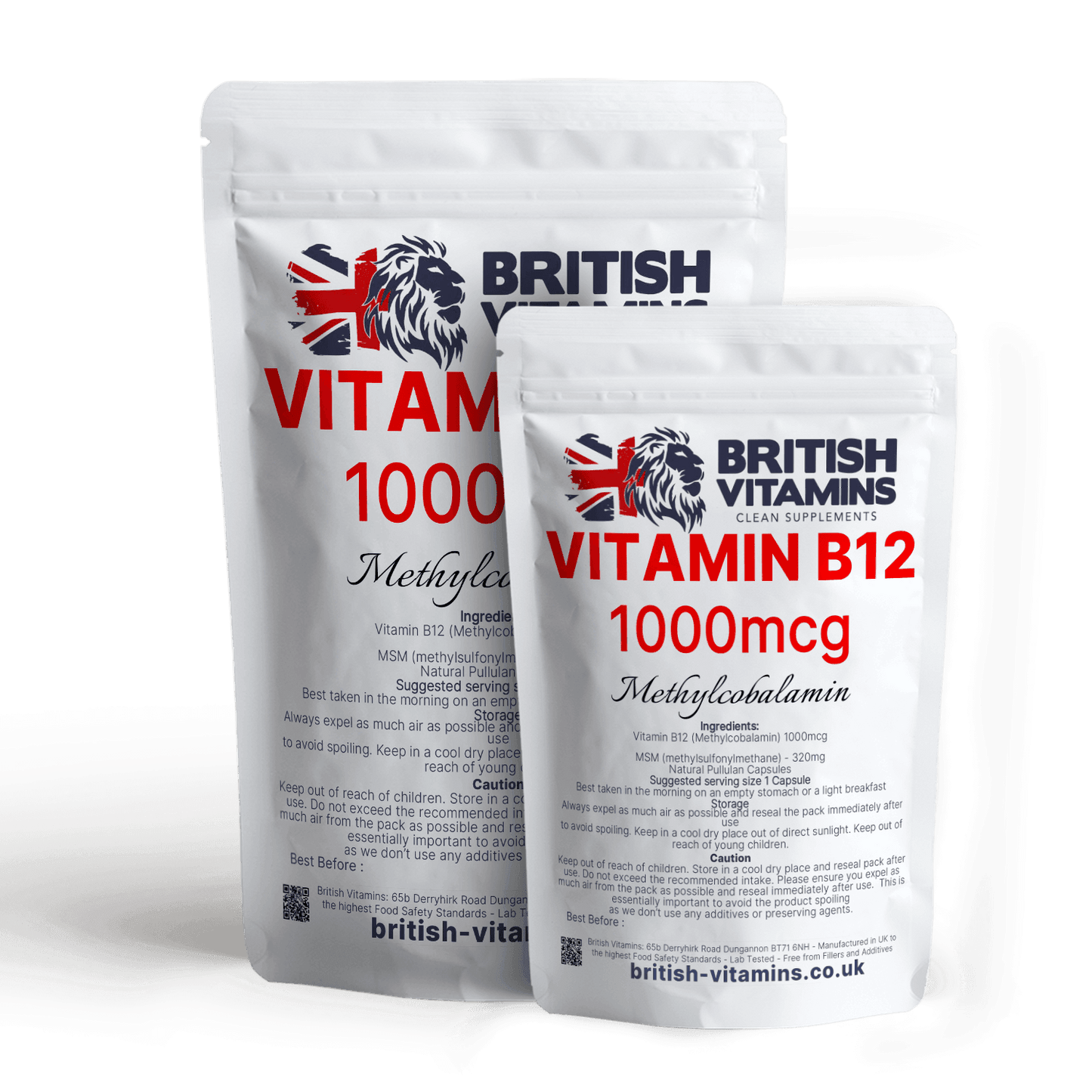 Vitamin B12 Methylcobalamin 1000mcg with MSM Pure Health & Beauty:Vitamins & Lifestyle Supplements:Vitamins & Minerals British Vitamins 60 Capsules ( 2 Months )  