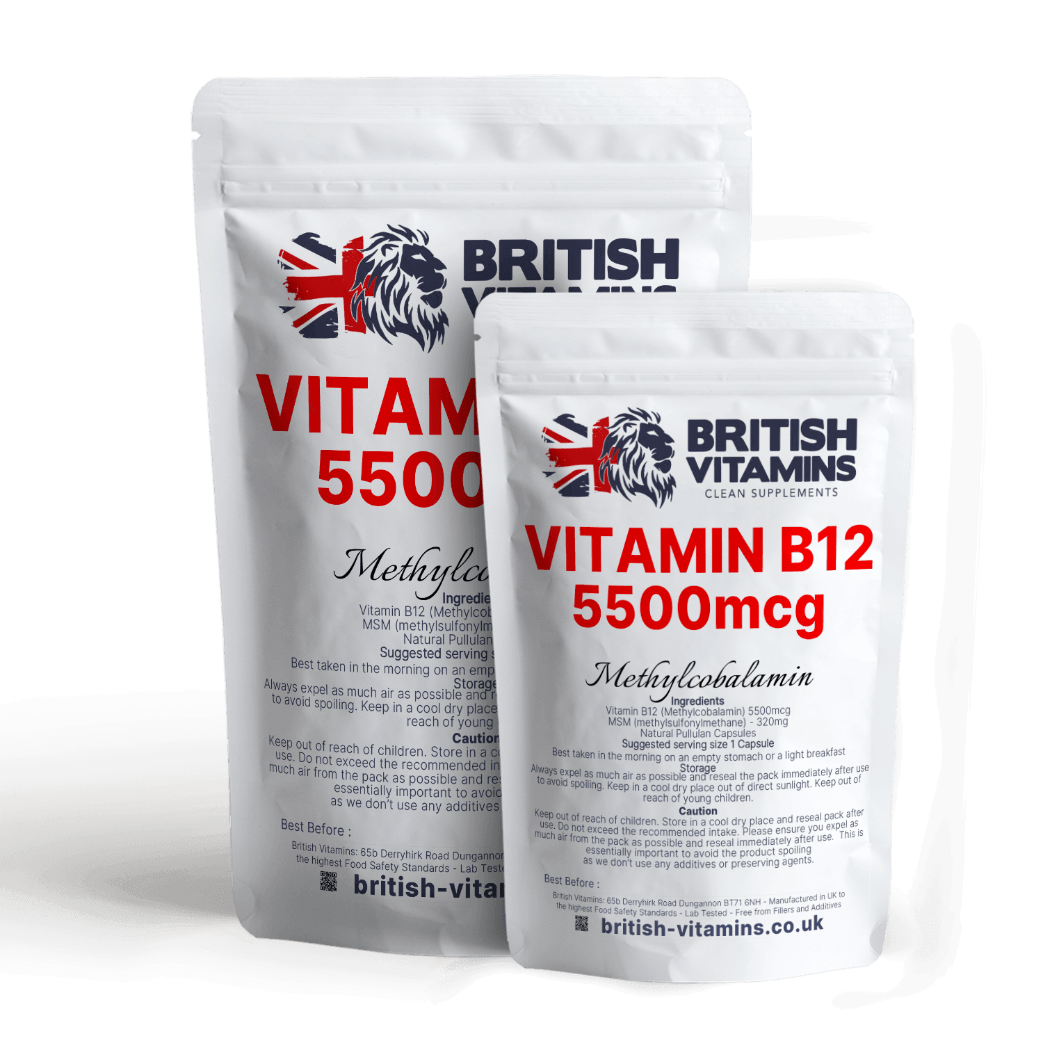 Vitamin B12 Methylcobalamin 5500mcg with MSM Pure Health & Beauty:Vitamins & Lifestyle Supplements:Vitamins & Minerals British Vitamins 5 Capsules ( Sample )  