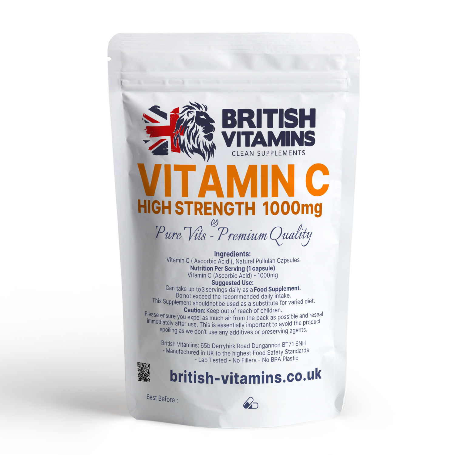 Vitamin C (L-Ascorbic-acid) 1000mg Health & Beauty:Vitamins & Lifestyle Supplements:Vitamins & Minerals British Vitamins   