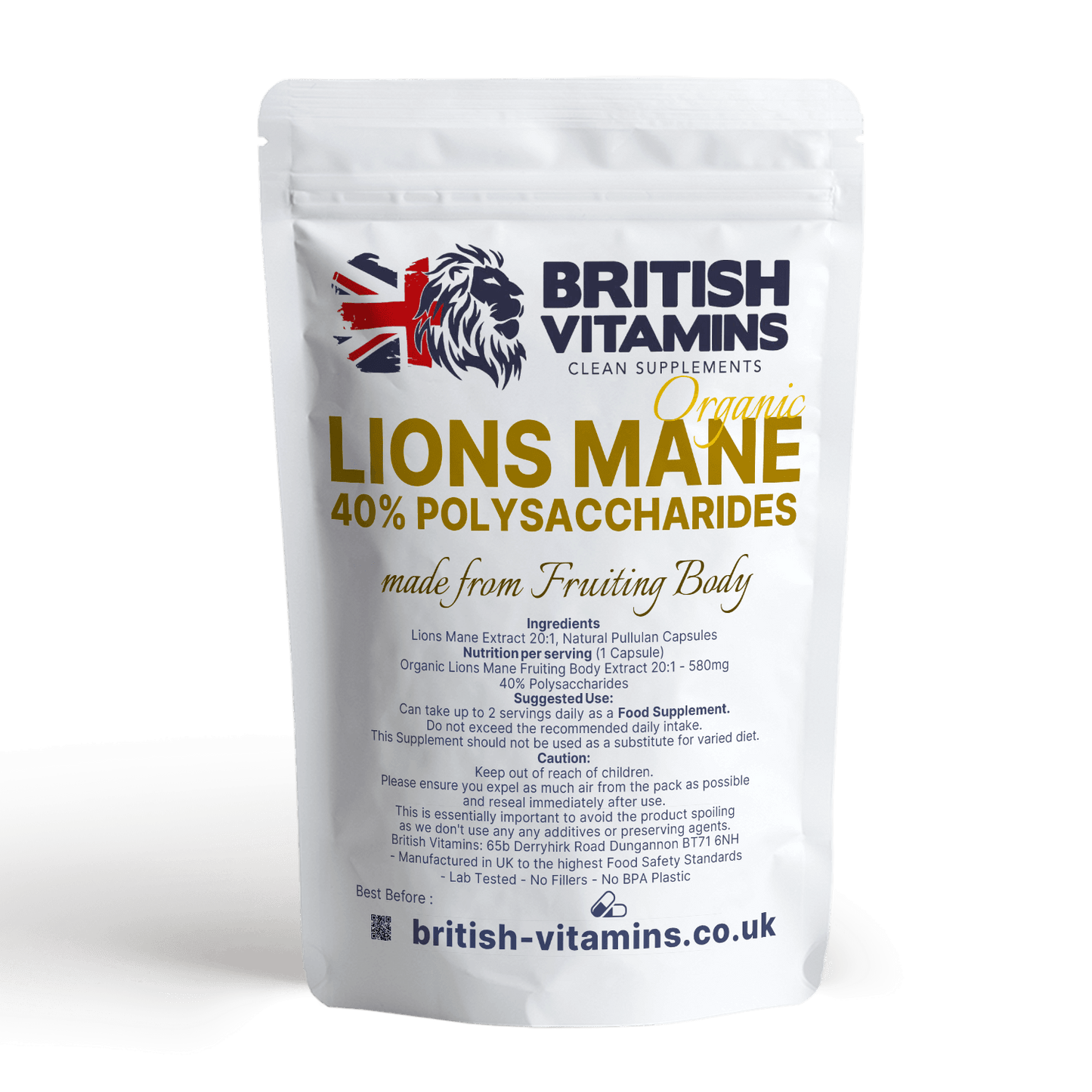 Lions Mane Mushrooms 20:1 extract  40% polysaccharides Health & Beauty:Vitamins & Lifestyle Supplements:Vitamins & Minerals British Vitamins   