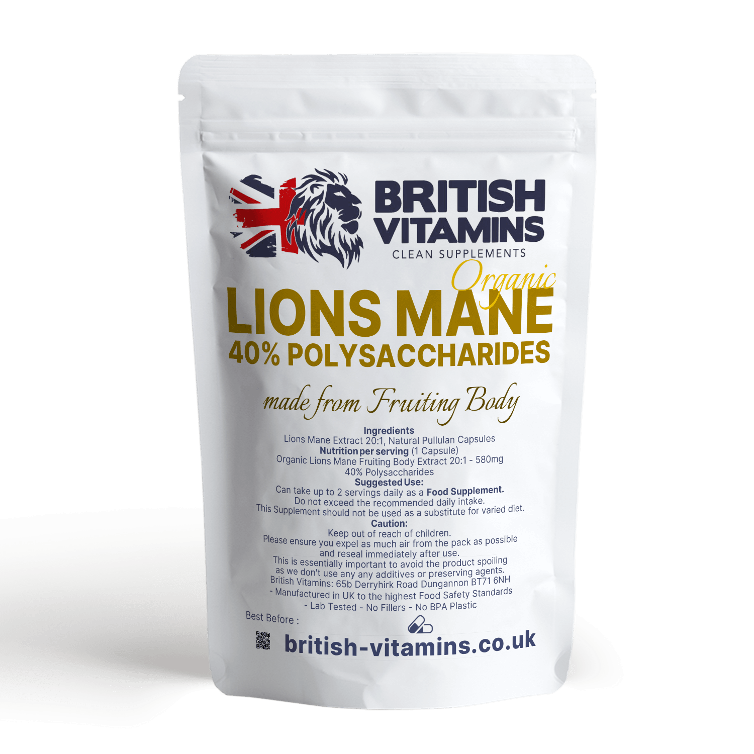 Lions Mane Mushrooms 20:1 extract  40% polysaccharides Health & Beauty:Vitamins & Lifestyle Supplements:Vitamins & Minerals British Vitamins   
